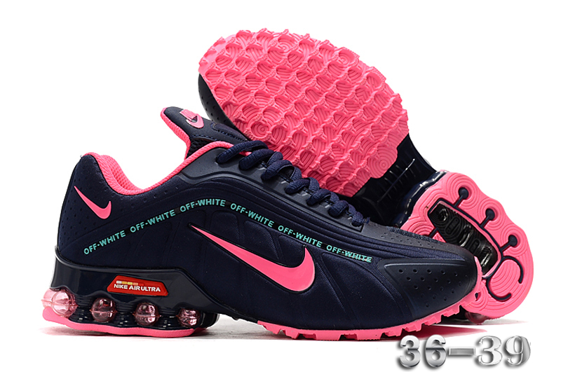 New Women Nike Shox R4 Navy Blue Pink - Click Image to Close